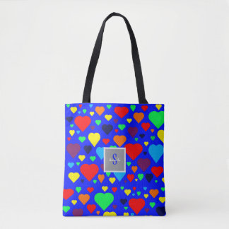 Love Hearts op Blauw Tote Bag