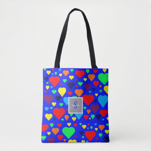 Love Hearts op Blauw Tote Bag (Voorkant)