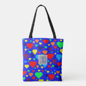 Love Hearts op Blauw Tote Bag (Achterkant)