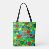 Love Hearts op groen Tote Bag (Achterkant)