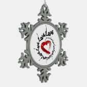 Love Hearts-Ornament Tin Sneeuwvlok Ornament (Links)