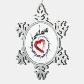 Love Hearts-Ornament Tin Sneeuwvlok Ornament (Rechts)