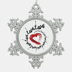 Love Hearts-Ornament Tin Sneeuwvlok Ornament