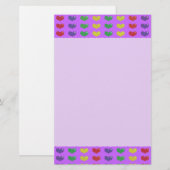 Love Hearts Paarse Stationery Briefpapier (Voorkant / Achterkant)