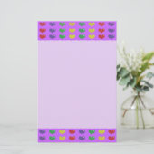 Love Hearts Paarse Stationery Briefpapier (Staand voorkant)