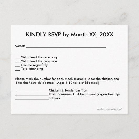 Love Hearts & Paarse Thistle RSVP Menu Briefkaart (Voorkant)