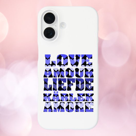 Love Hearts Patroon Blauw Case-Mate iPhone Case