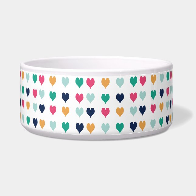 Love Hearts Pattern Multicolored Voerbakje (Voorkant)