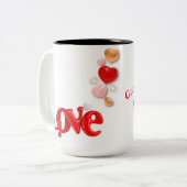 Love & Hearts Personalized Tweekleurige Koffiemok (Voorkant links)
