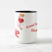 Love & Hearts Personalized Tweekleurige Koffiemok (Center)