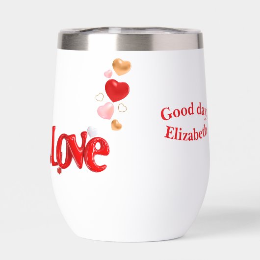 Love & Hearts Personalized Water Bottle (Achterkant)