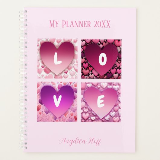 LOVE Hearts Persoonlijke naam Planner (Voorkant)