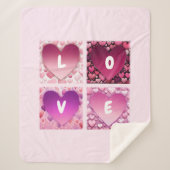 LOVE Hearts Pink Sherpa Deken (Voorkant)