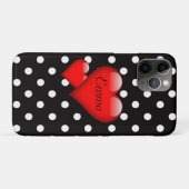 Love Hearts Polka Dot Pattern Monogram Case-Mate iPhone Case (Achterkant (horizontaal))