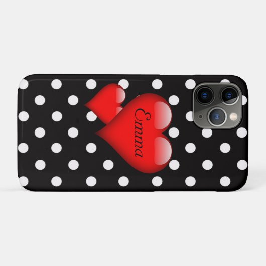 Love Hearts Polka Dot Pattern Monogram Case-Mate iPhone Case (Achterkant (horizontaal))