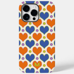 Love Hearts & Polka Dots patroon in blauw & Sinaas Case-Mate iPhone 14 Pro Max Hoesje