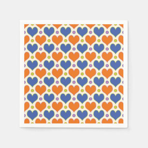 Love Hearts & Polka Dots patroon in blauw & Sinaas Servet