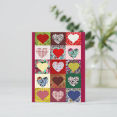 Love Hearts Quilt Briefkaart (Staand voorkant)