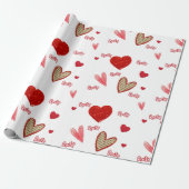 Love Hearts red Cadeaupapier (Uitgerold)