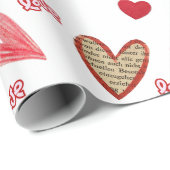 Love Hearts red Cadeaupapier (Rol Hoek)