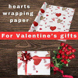 Love Hearts red Cadeaupapier