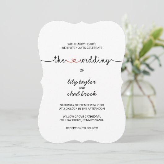 Love Hearts Red de bruiloft van Kaart (Staand voorkant)