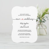 Love Hearts Red Ons Weddenschap Kaart (Staand voorkant)