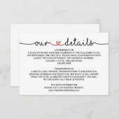 Love Hearts Red Weddenschap Onze Details Enclosure Informatiekaartje (Voorkant / Achterkant)