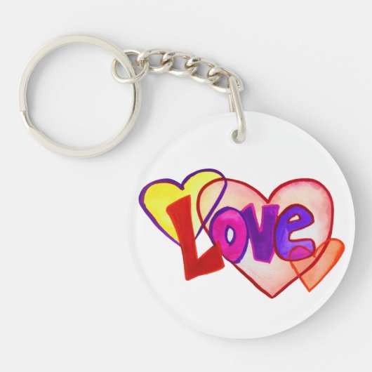 Love Hearts Ring Art Sleutelhanger (Voorkant)
