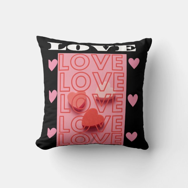 Love Hearts Romantisch Typografie Ontwerp Kussen (Voorkant)