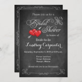 Love Hearts, Scrolls Chalkboard Vrijgezellenfeest Kaart (Voorkant / Achterkant)