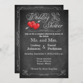 Love Hearts, Scrolls Chalkboard Wedding Shower Kaart (Voorkant / Achterkant)