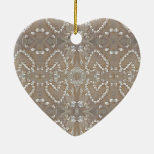 Love Hearts Sea Shells, Romantic Exotic Tropical Keramisch Ornament (Achterkant)