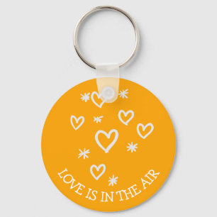 Love Hearts & Stars Oranje en Witte Trouw Sleutelhanger