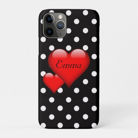Love Hearts Stippenpatroon Monogram Case-Mate iPhone Case (Achterkant)