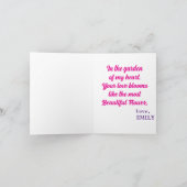 Love Hearts Teddy Bear en Rozen Valentijnsdag Kaart (Binnen)