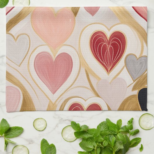 Love Hearts Theedoek (Gevouwen)