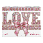 Love & Hearts Theme 12 Month 2026 Wall Kalender (Hoes)