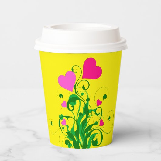 Love Hearts Tree Papieren Bekers (Achterkant)