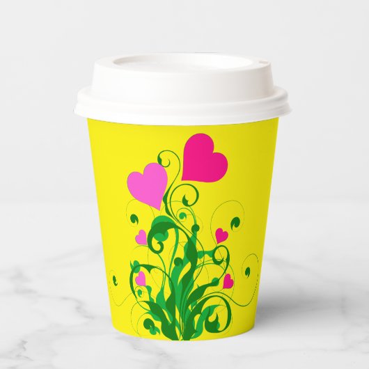 Love Hearts Tree Papieren Bekers (Voorkant)