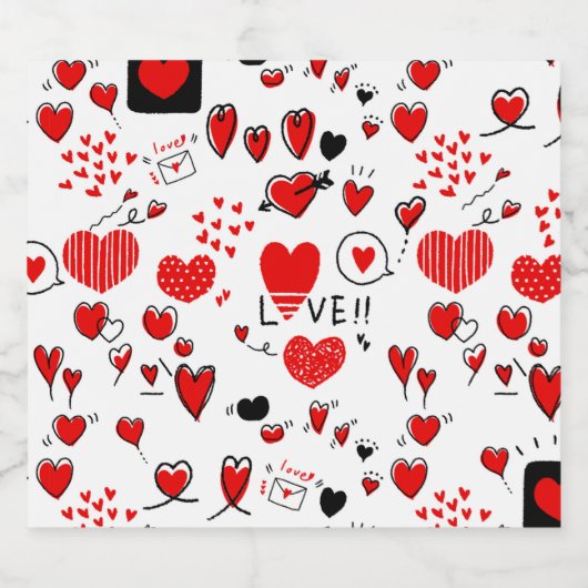 Love Hearts Valentijns Galentines Palentines Sparkling Wijnetiket (Enkel label)