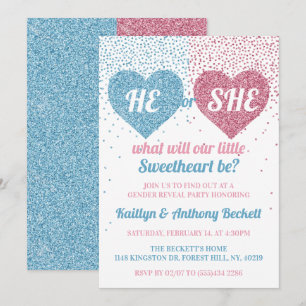 Love Hearts Valentijnsdag Gender onthulling party Kaart