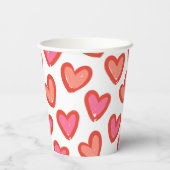 Love Hearts Valentijnsdag Papieren Bekers (Achterkant)
