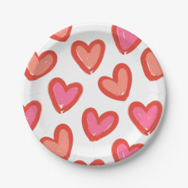 Love Hearts Valentijnsdag Papieren Bordje