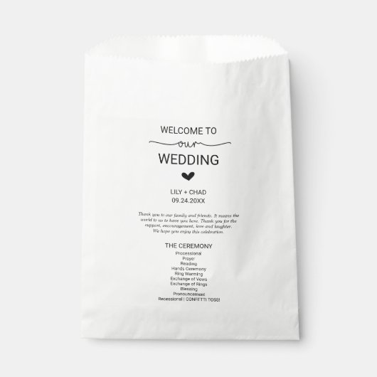 Love Hearts Wedding Ceremony Program Confetti Toss Bedankzakje (Voorkant)