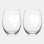 Love Hearts Wedding Engagement Drinkware Set Wijnglas Zonder Voet (Voorkant)