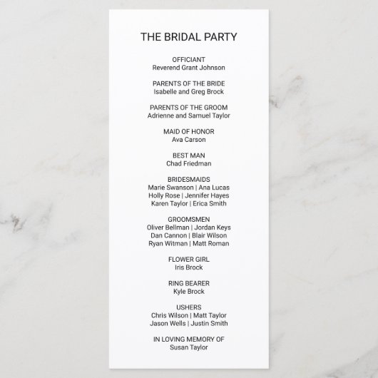 Love Hearts Wedding Program Programmakaart (Achterkant)