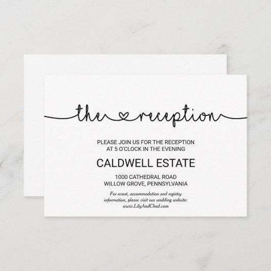 Love Hearts Wedding Reception Kaart (Voorkant / Achterkant)