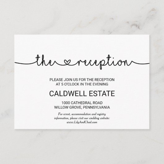 Love Hearts Wedding Reception Kaart (Voorkant)