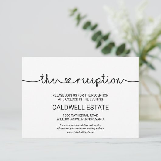 Love Hearts Wedding Reception Kaart (Staand voorkant)